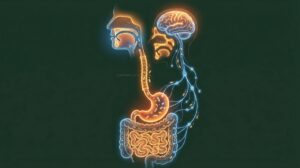 Oral pathogen pathway from mouth through gut and sinuses to brain